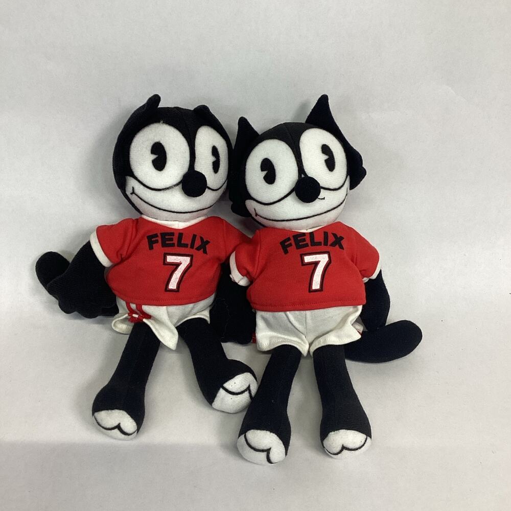 Set Of 2 Vintage Felix The Cat Soccer Star Plushies - New